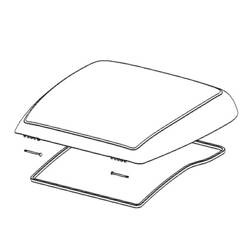 Glas komplett mit Dichtung und Scharnierstiften