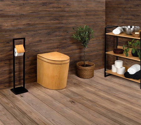 TROBOLO TinyBloem – stationäre Komposttoilette aus Holz, geölt