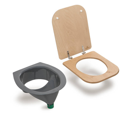 TROBOLO Urinseparator grau mit Holzsitz und Deckel - Einsatz für DIY Trenntoilette