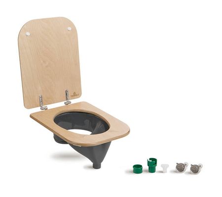 TROBOLO Urinseparator grau mit Holzsitz und Deckel - Einsatz für DIY Trenntoilette