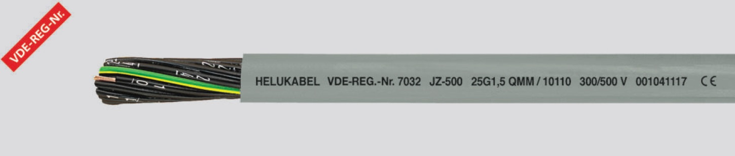 HELUKABEL OZ-500 3 x 2,5 mm² Steuerleitung mit schwarzen nummerierten Adern