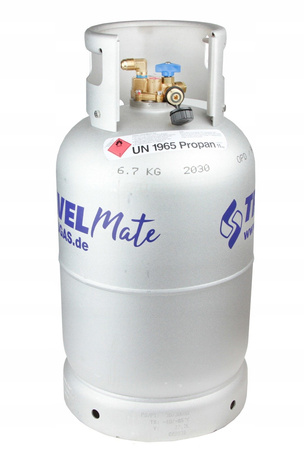 Alugas TravelMate 27,2 l (11 kg) Tankflasche aus Aluminium mit Außenfüllanschluss DISH M10, 1,5 m Schlauch und Adaptern - Set für Wohnmobil