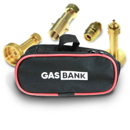 GasBank SET Koffer für LPG-Tankadapter mit 3 Trennwänden - 4 Fächer, 7,5 x 18 x 8 cm, schwarz