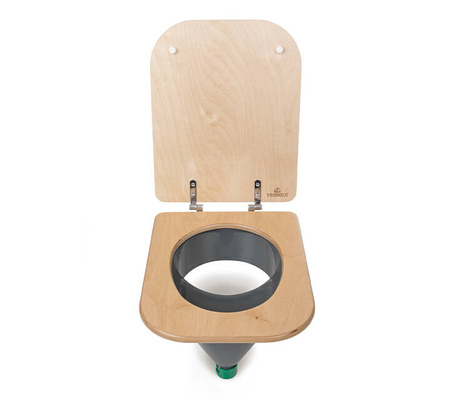TROBOLO Urinseparator grau mit Holzsitz und Deckel - Einsatz für DIY Trenntoilette
