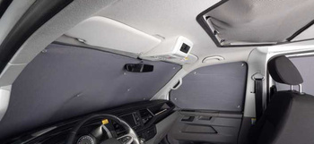 Thermoisolierung Fahrerhaus Ford Tourneo Custom ab 2023 - Carbest Thermo-Verdunkelungsmatten 8 mm mit Saugnäpfen, 3-teilig