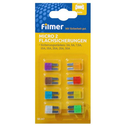 Flachsicherungen Micro 2 8-teilig; 3/5/7,5/10/15/20/25/30 A