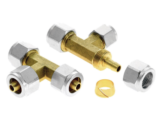 GasBank T-Stück 8/8/8 mm GB425 für Thermoplastschlauch – zwei Flaschen an einer LPG-Füllleitung