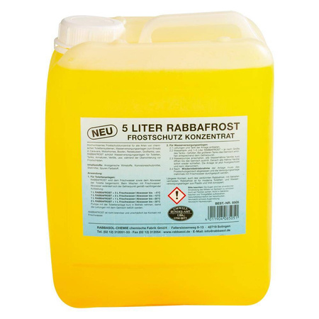 Rabbafrost Frostschutzkonzentrat 5 l - für Wasseranlagen und Chemietoiletten in Wohnmobil, Wohnwagen und Boot, bis -30°C
