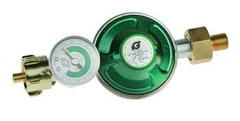 IGT Gasregler 50mbar + Manometer mit Sicherheitsventil 1,5 kg/h 50 mb KLF (G.12, DIN)x 1/4 LH