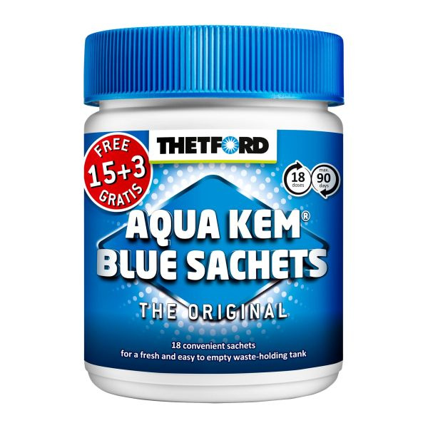 Thetford Aqua Kem Blue Sachets 15 + 3 Stück für Kassettentoiletten