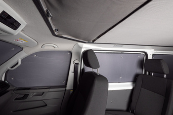 Thermoisolierung Wohnraum Mercedes Vito / Pössl Vanstar, Campstar ab 2015, langer Radstand - Carbest Thermo-Verdunkelungsmatten 8 mm mit Saugnäpfen, 5-teilig
