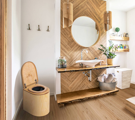 TROBOLO LunaBlœm - vorgeölte Trenntoilette aus Holz mit runder Front