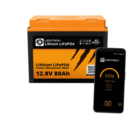 80Ah LiFePO4 LIONTRON 12.8V LX smart BMS Bluetooth 11kg Akku