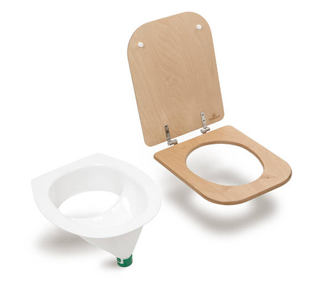 TROBOLO Urinseparator weiß mit Holzsitz und Deckel - Einsatz für DIY Trenntoilette