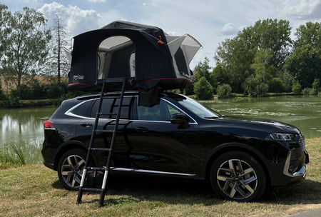 CAMPTECH Dachzelt Türkis Air - aufblasbar, 220 x 140 x 115 cm, Elektropumpe, Matratze und Leiter, 33,1 kg