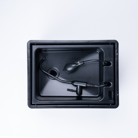 BOXIO WASH PLUS - mobiles Waschbecken im Euroboxformat mit Dusche, Spiegel und Reinigungsperlen