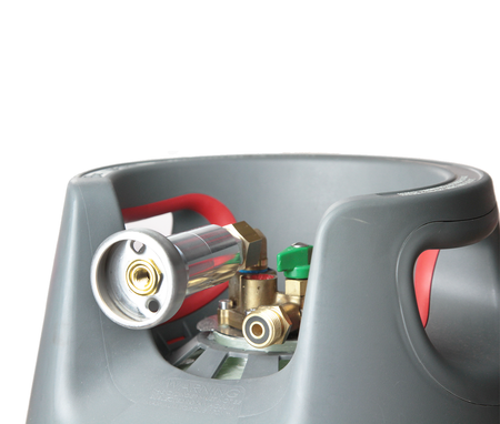 GasBank DISH-Tankadapter mit Rückschlagventil und Filter, 3/4" UNF JIC – für GasBank Multi und Alugas