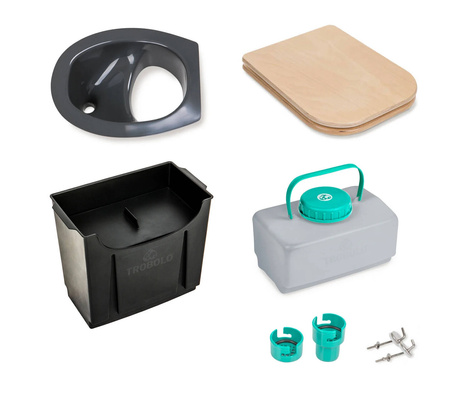 TROBOLO DIY-Set Komposttoilette mit Holzsitz, grau - Behälter 6,5 l und 4,6 l
