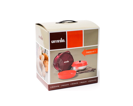 Omnia Kit 1 - Backofen Classic 2 l für den Herd mit Silikonform, Aufbackgitter, Tasche und Topflappen, 5 Teile