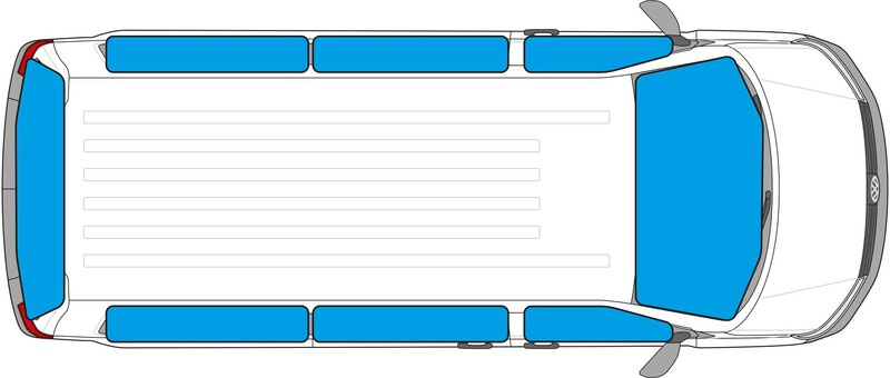 Thermoisolierung alle Fenster Mercedes Vito / Viano 2004-2014, langer Radstand, für Fahrzeuge mit Flügeltüren hinten - Carbest Isoflex Thermomatten, 9-lagig