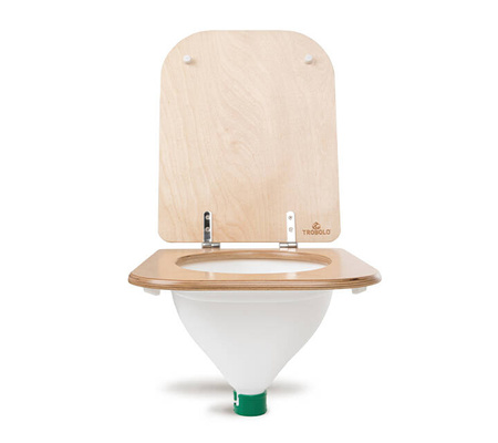 TROBOLO Urinseparator weiß mit Holzsitz und Deckel - Einsatz für DIY Trenntoilette