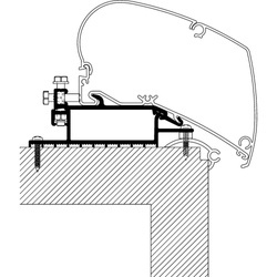 Thule Roof Top - Adapter zur Montage der Markisen Omnistor 6200, 6300 und 9200 auf dem flachen Wohnwagendach, Set mit 4 Profilen