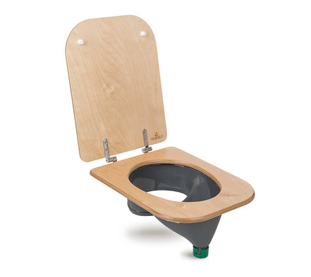 TROBOLO Urinseparator grau mit Holzsitz und Deckel - Einsatz für DIY Trenntoilette