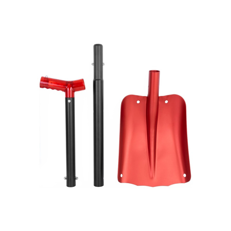 Brunner Arlo 0203012N Spaten - dreiteilige Allzweckschaufel aus Aluminium, 95 cm, mit Aufbewahrungstasche, rot