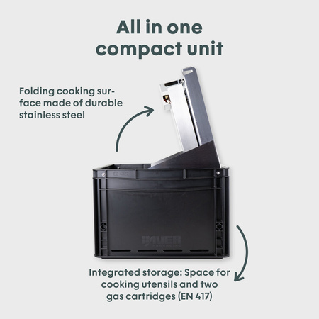 BOXIO COOK PLUS - Gaskocher in der Eurobox mit Topfset BOXIO COOKWARE