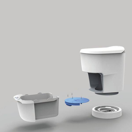 Clesana C1 wasserlose Verschweiß-Toilette mit Rund-Sockel - verschweißt Abfälle in Folie, 12 V, für Wohnmobil und Wohnwagen