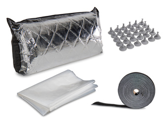 Thermoisolierung für Fenster zum Selbermachen - Carbest DIY Set, 7-lagiges Material 3,5 x 1,55 m, grau/silber